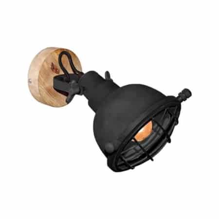 Wandlamp Grid van LABEL51, uitgevoerd in de kleur zwart, is een robuuste lamp met stoere accenten.