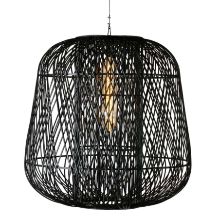 WOOOD Moza hanglamp bamboe zwart 100x100cm