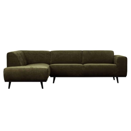 BePureHome Statement hoekbank links platte brede rib warm groen
