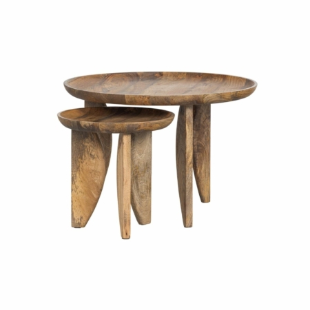 vtwonen High heels bijzettafels set van 2 mangohout naturel