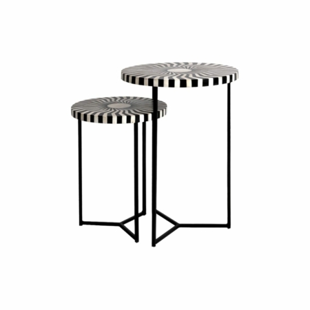New Routz Graphic bijzettafel zwart wit set van 2