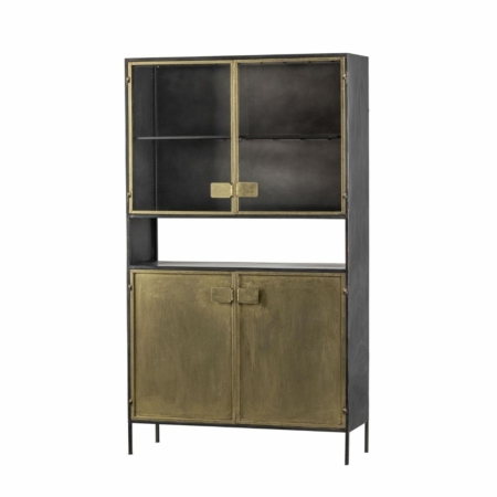 BePureHome Pack vitrinekast metaal antique brass / zwart