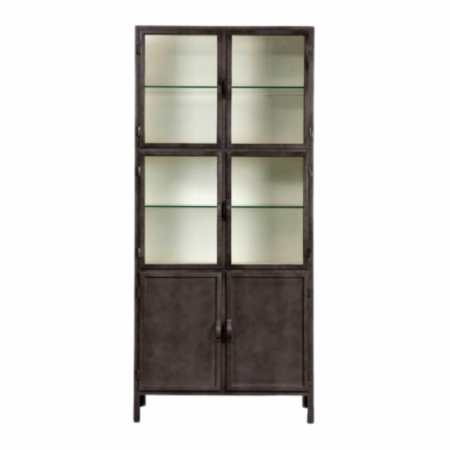 New Routz Ohio vitrinekast metaal grijs wit
