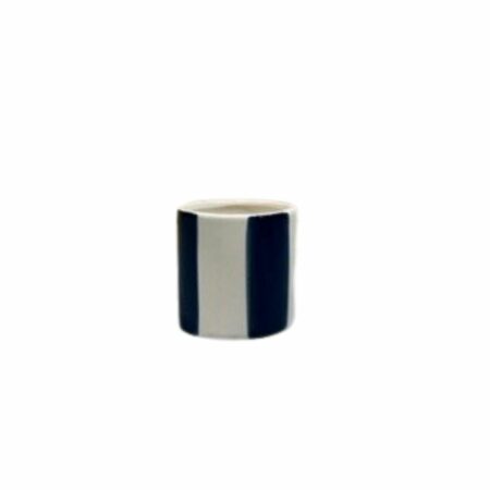 Opjet gestreepte pot keramiek wit blauw XS
