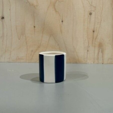 Opjet gestreepte pot keramiek wit blauw XS