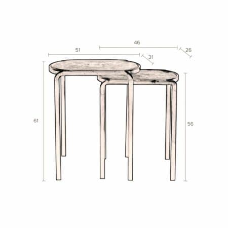 Dutchbone Bandhu bijzettafel set van 2 glas goud